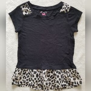 The Children's Place Black Tee with Leopard Print Accents
